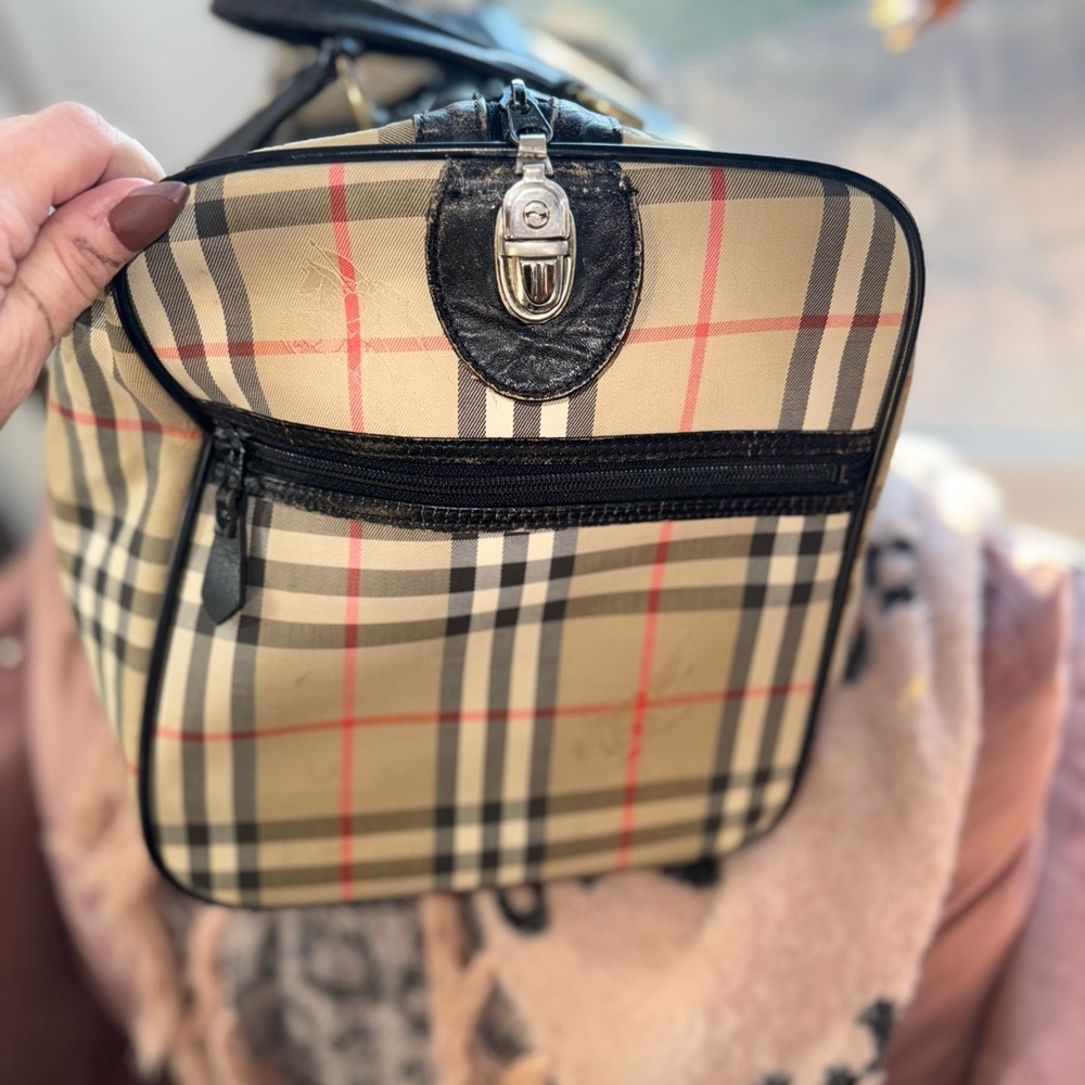Burberry Tan and Black Check Travel Bag - Picture 5 of 8